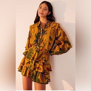 FARM Rio Vibrant Yellow Floral Mini Skirt